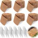 Tinideya 6 Pcs Natural Mulch Roll for Landscaping 118'' x 4.5'' Per Roll Coconut Fiber Mulch Mat with 60 U-Shaped Steel Stakes Cuttable Coconut Liner for Garden Edgings Wrap Trunk Planter Pet Pad