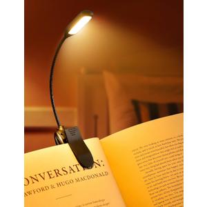 Monotremp Book Lights for Reading at Night in Bed, 80 Hours Runtime Rechargeable Reading Lights for Books in Bed, 3 Brightness Levels  3 Color Temperatures, 1.3 oz Lightweight (Black)