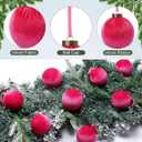 HyDren 24 Pcs Hot Pink Velvet Christmas Ornaments Balls Bulk Flocked Christmas Tree Ornaments 3.15, 2.76, 2.36 Inch Shatterproof Hanging Xmas Tree Balls Decor for Xmas Decorations