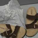 KIDMI Women's Cork Footbed Sandals with Arch Support Comfortable Slip-On Slide Sandals With Adjustable Buckle for Summer (Beige) 38