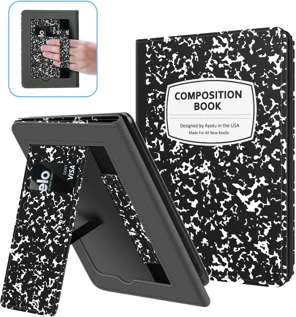 Ayotu Stand Case for 6.8" Kindle Paperwhite 11th Generation 2021 and Kindle Paperwhite Signature Edition, Premium PU Leather Cover with Auto Wake/Sleep, Milk Notebook