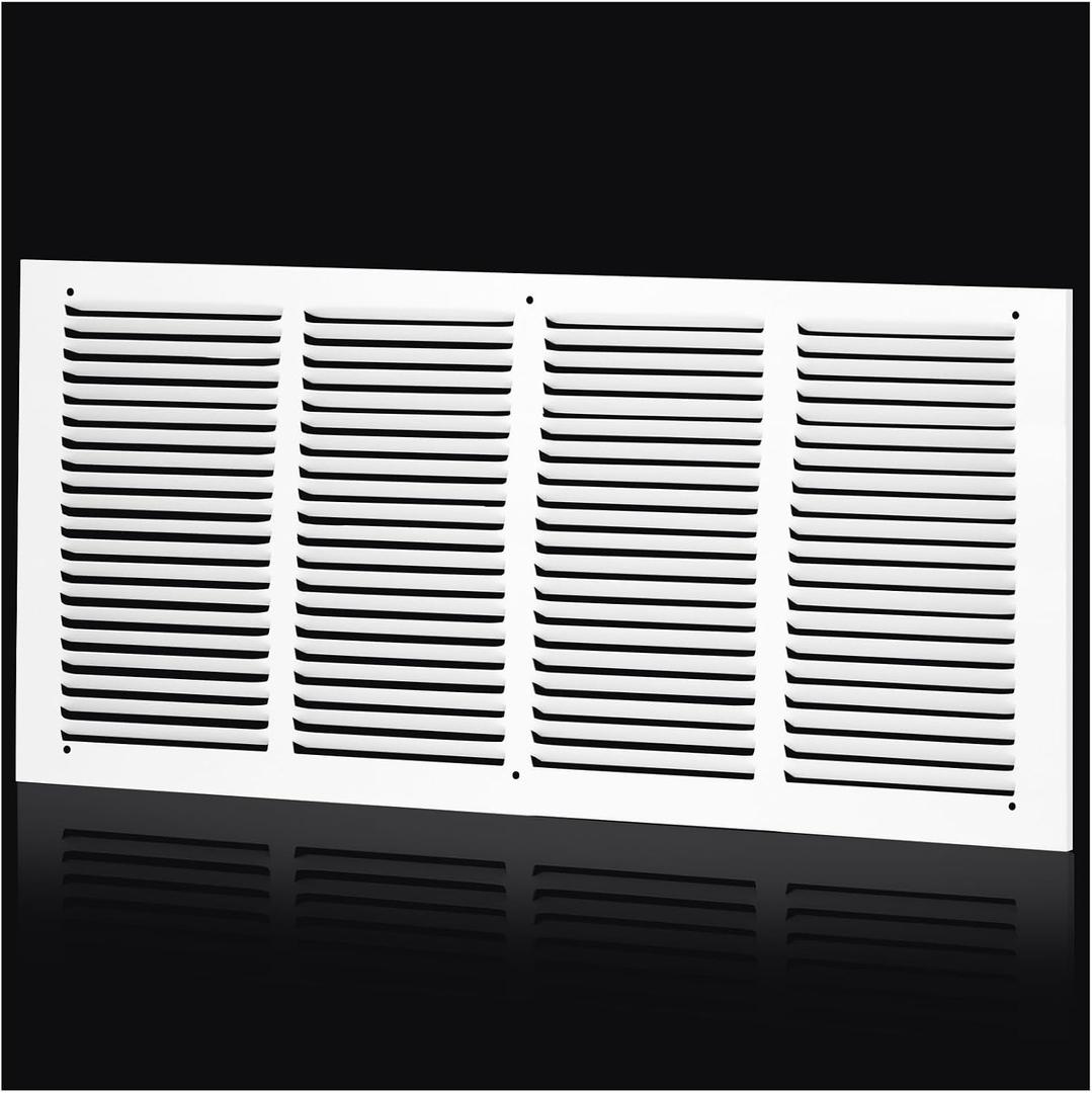 24"Wx10"H Duct Opening Return Air Grille,Air Return Vent Cover Grill for Sidewall and Ceiling,Solid Steel AC Vent Cover HVAC Cold Air Intake Grille Without Filter House,Outer Dimension:25.75WX11.75"H