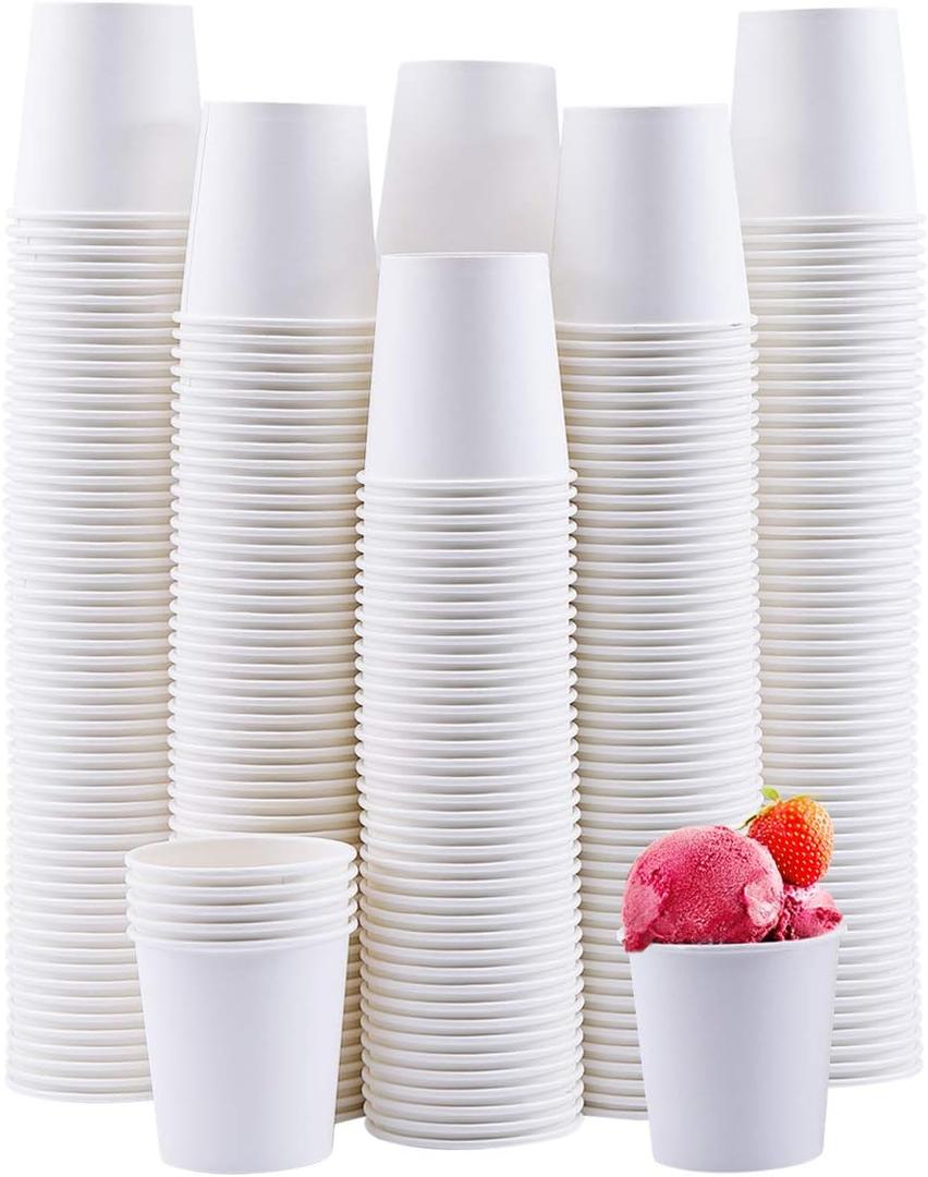 Turbo Bee 4 oz Paper Cups 300 Pack, Disposable Espresso Shot Cups, Small Coffee Tasting Cups, White Mini Paper Cups for Drink Samples, Espresso, Tea, Snacks, Office and Events