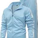 GXAMOY Men's Athletic 2 Pieces Tracksuit Casual Full Zip Jogging Sweat Suit Workout Sports Set Sportswear (Blue, Large)