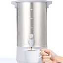 SYBO 45 Cup Coffee Urn, 6L Commercial Stainless Steel Coffee Maker & Hot Water Dispenser, Fast Brewing Percolator with Removable Filter, Easy Clean, Cool-Touch Handles, Catering, Office & Events, Grey
