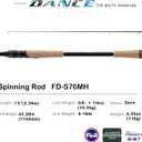 PURELURE Flight Dance Spinning Rod & Baitcaster Rod 7'4''-8'7'', TORAY 30T+40T Carbon Fiber Fishing Rods 2 Piece, Fuji Alconite/Fazlite Guides, Fuji Reel Seat, ML/M/MH/H Power, Shore Fishing for Bass,  Spin:【fd-s76mh】- Medium Heavy - Fast -2pcs