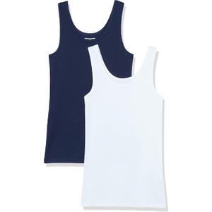 Amazon Essentials Women's Slim-Fit Tank Top, Pack of 2 (Navy/White) S