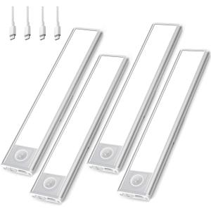 Under Cabinet Lighting Wireless 4Pack, 3 Color Temps Motion Sensor Light Indoor, 8" Dimmable Closet Lights Battery Operated, Rechargeable LED Magnetic Light, Under Counter Lights for Kitchen, Stairs