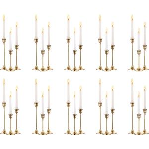 Nuptio Candlestick Candle Holders 30 Pcs Candle Stick Holder Gold Taper Candle Holder Candle Stand for Wedding Party Thanksgiving Halloween Birthday Mantel Baby Shower Table Centerpieces Decor