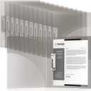 Teling 12 Pack Punchless Clamp Binder Folder 8.5 x 11 Inch Ringless Binder Holds with Pocket, Flexible Metal Clip and Poly Covers, 100 Letter Size Pages, for Work, School (Transparent Gray)