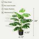 Guheake 28" Fake Plants Large, Artificial Floor Faux Monstera Plant with Planter for Home Office Decor Indoor
