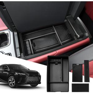 SXCY for 2023 2024 2025 Lexus RX 350 Center Console Organizer 2023 2024 2025 RX 350 Accessories Armrest Console Tray for 2024 2025 RX Hybrid RX 350h/ RX 500h F Sport Premium+/ Luxury Center Organizer (black)