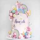 55Pcs Unicorn Cake Topper Rainbow Unicorn Flower Cake Decorations with Pearl Balls Butterflies Cake Toppers for Girls Kids Women Birthday Party Groovy Boho Rainbow Unicorn Party Supplies