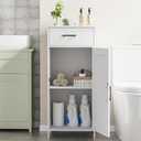 Homhedy 35.4" H Bathroom Cabinet with Drawer, Bathroom Organizers and Storage, Adjustable Shelf, Floor Cabinet for Living Room, Entryway, Kitchen, White, (15.7" W), 11.8"D x 15.7"W x 35.4"H
