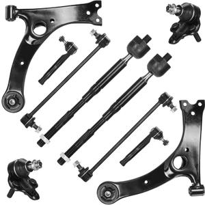 Front Lower Control Arms + Ball Joints + Sway Bar Links + Tie Rods for Toyota Corolla 2003-2008 Suspension Kit K640360 K640361 K90309 K80230 EV470 ES80432 ES80431 BT-433 10pc Set