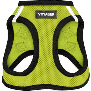 Best Pet Supplies Voyager Step-in Air Harness - All Weather Mesh, Reflective, No Pull Harness for Dogs, Cats - Secure with Hook & Loop Fastener, Buckle, Double D-Rings - Lime Green/Black Trim, M