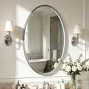 USHOWER Brushed Nickel Oval Bathroom Mirror 20x28 Inch