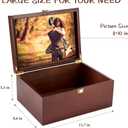 Larger Wooden Memory Keepsake Box with Hinged Lid & 8x10 Photo Frame Inside Lid Decorative Storage Box With a Hinge Lids for Pictures, Letters & Time Capsule Wooden Gift Box, 5.3 x 8.6 x 11.7