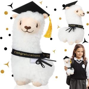 Lenwen Graduation Llama Plush Stuffed Animal Toy for Kids Stuffed Llama with Graduation Cap Diploma Sash for Class of 2025 Congrats Grad Party Gift Decor