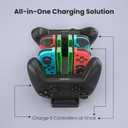Controller Charger Dock for Nintendo Switch 6 in 1 Charging Station for 4 Joy-Cons & 2 Pro Controllers, LED Indicator, Quick USB Charging, Not Compatible with Switch 2 Joycon