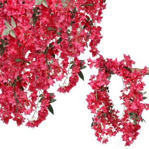 Set of 4-5.9Ft Long Artificial Bougainvillea Flowers Garland Silk Climbing Bougainvillea Vines for Wedding Arch Wall Backdrop Table Runner (Fuchsia - Pack of 4)