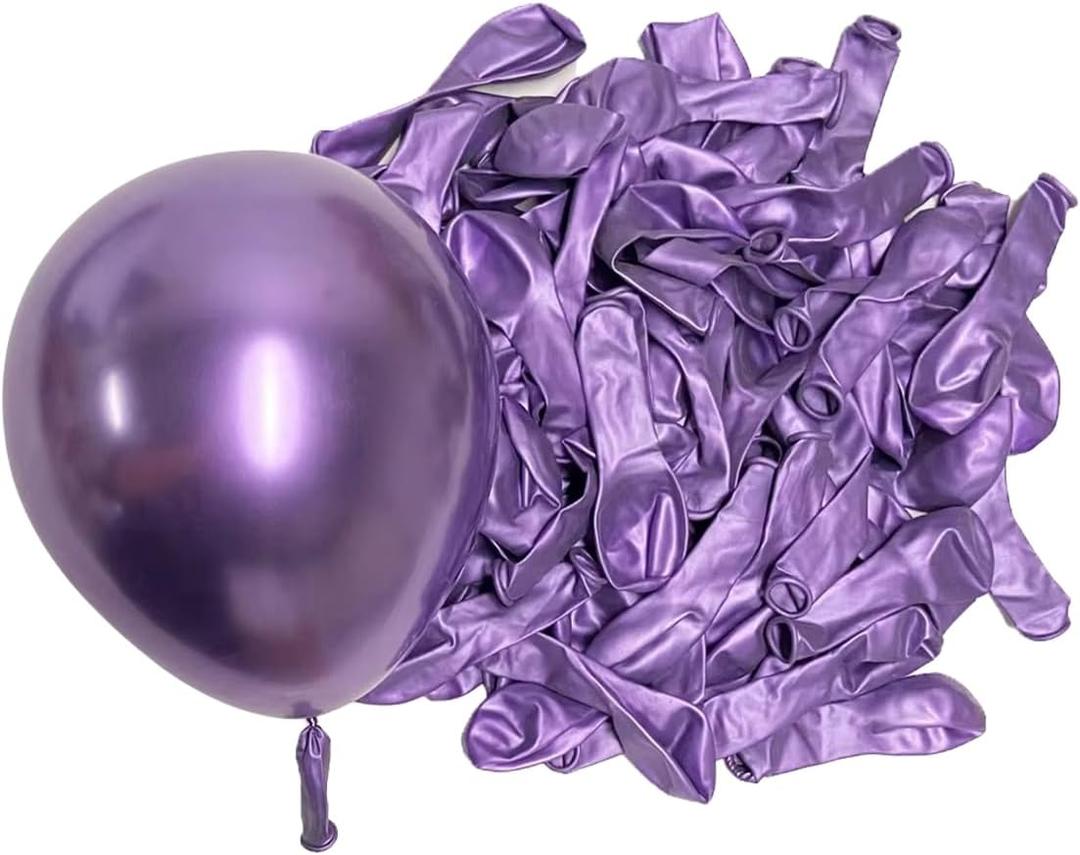 30PCS Metallic Chrome Balloons, 10 Inch Round Latex Birthday Balloons for Party Wedding Engagement Graduation Decorations, Purple