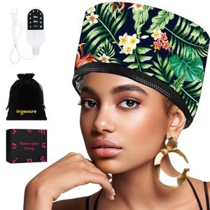 Heat Cap for Deep Conditioning, Ingeware Thermal Cap for Hair Steamer Cap for Natural Hair Portable Electric Heat Hair Spa Cap for Home Use Pattern (Floral Print)
