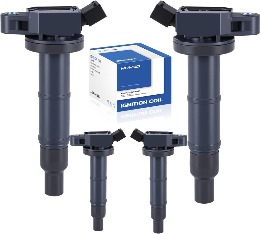 UF333 4 pcs Ignition Coil Pack Compatible with Toyota 2001-2010 RAV4 Camry Corolla Solara Highlander Matrix for Lexus HS250H 2.0L 2.4L UF494 9091902244 9091902266