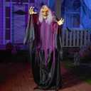 JOYIN 62" Halloween Witch Decorations Outdoor, Life Size Twirling Animatronics Ghost Decor with Sound and Light Radar Activation, Scary Haunted House Props for Indoor/Outside Party Garden Yard Lawn