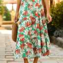 KIRUNDO Women's 2025 Fall High Waist Boho Floral Maxi Skirt Trendy Casual Flowy Swing Pleated A Line Beach Long Skirts (M)