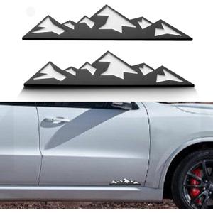 2 PCS 7 Inch Snow Mountain Graphic Logo Badge Emblem, Trunk Mountain Emblem for Car Trunk Tailgate Emblem (Black White)