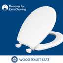 Mayfair Athens Toilet Seat, Easy Clean Hinges and Durable Wood Seat, Round, White