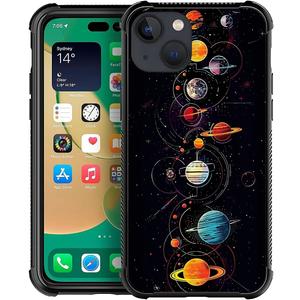 Phone Case Compatible with iPhone 15,Starry Space Planetgirl Cases, Tempered Glass Back+Soft Silicone TPU Shock Protective Case for iPhone 15.