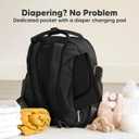 KeaBabies Diaper Bag Backpack - Small Multifunctional Travel Diaper Back Packs, Maternity Baby Changing Bags, 12L Capacity, PU Leather, Waterproof, Unisex, Nappy Changing Pad (Trendy Black, Small)