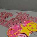 Preppy Birthday Party Banners 3Pcs Preppy Smile Face Birthday Party Decorations Pink Smile Face Lightning Star Themed Party Banners for Preppy Theme Bachelorette Party Supplies