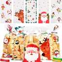 JMANNI Christmas Cellophane Treat Bags,120 Pieces Winter Snowflake Bags Cellophane Holiday Treat Bags Snowflake Cookie Bags With Ribbon for Winter Holiday Party Supplies