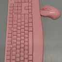 Wireless Keyboard and Mouse Combo, Full-Sized 2.4GHz Wireless Keyboard with Comfortable Palm Rest and Optical Mouse for Windows, Mac OS PC/Desktops/Computer/Laptops (Full Pink)