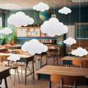 8 Pcs Classroom 3D Cloud Decoration Hanging for Ceiling Party Decoration Artificial Cloud Ornament Hanging Ceiling Wall Decor for Birthday Wedding Baby Shower Nursery Children Room (Delicate,White)