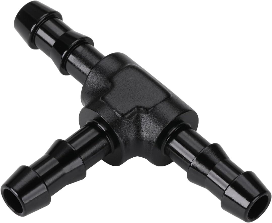 1/4" 6mm Hose Barb Tee T Fitting Adapter Aluminum Black
