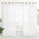 YoungsTex White Linen Curtains 63 inch Length for Living Room Windows, Light Filtering Textured Semi Sheer Drapes with Bronze Grommet for Bedroom Privacy, 2 Panels, 52 X 63 Inch