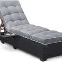 Outdoor Chaise Lounge Chair Cushion, Non-Slip Patio Chaise Lounge Cushions Waterproof for Outdoor Furniture, Thickened Patio Pool Lounger Chair Cushion, 76.4 x 22.8 x 4.7 Inches, Grey