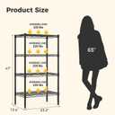 NEWBULIG 4-Tier Wire Storage Shelves, 200 lbs Heavy Duty Steel Rack, Black, 23.2" W x 13.4" D x 47.2" H