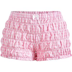 SOLY HUX Women's Ruffle Shorts Plaid Y2k Lace Bloomers Elastic Waist Frill Bottoms Gingham Micro Boyshorts (Pink, XL)