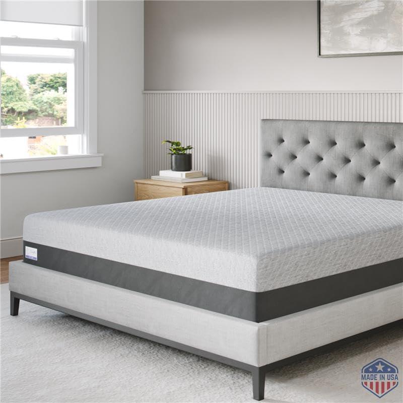 Gel Memory Foam Mattress in a Box, Made in The USA, CertiPUR-US, Oeko-Tex, and Fiberglass-Free Certified Bed, 12 inch Soft - King