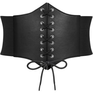 SUOSDEY Women Corset Waspie Belt Lace-up Retro Elastic Wide Belt for Dress Costume Halloween (XXL 40.6" fit waist:39"-44")