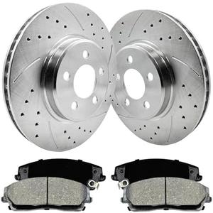 ALADICHE 320mm Front Replacement Brake Rotors Kit for 2006-2023 Dodge Charger, 2009-2022 Challenger Drilled Slotted Brake Rotors & Ceramic Brake Pads (53022 D1056)
