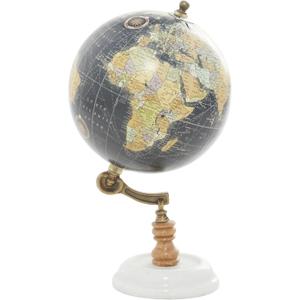 Deco 79 Marble Globe with Marble Base, 7" x 7" x 11", Black