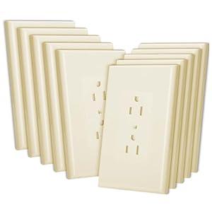Bates- 1-Gang Duplex Wall Plate, 3.18"x 4.98", 10 Pack, Light Almond, Unbreakable Electrical Outlet Cover Plates, Heat & Impact Resistant, Easy-to-Clean, Duplex Receptacle Cover for Home & Office