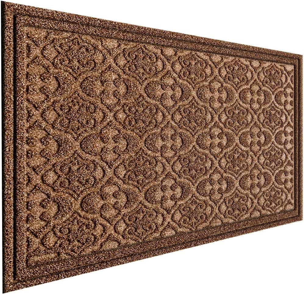 Outdoor Door Mat for Front Door 36 x 59 inch Welcome Debris Mud Trapper Outside Rubber Floor Mat Rug Large Extra Thick Textured Outdoor Mat for Entryway Frontgate Waterproof Brown