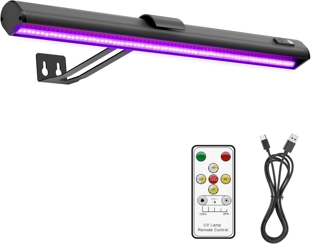 Onforu Black Light for Blacklight Tapestry,15'' Rechargeable Blacklight Picture Light with Remote, 4000mAh Black Light Bar for  Poster, Glow in The Dark Party, Bedroom Decor, Party, 2 Pack